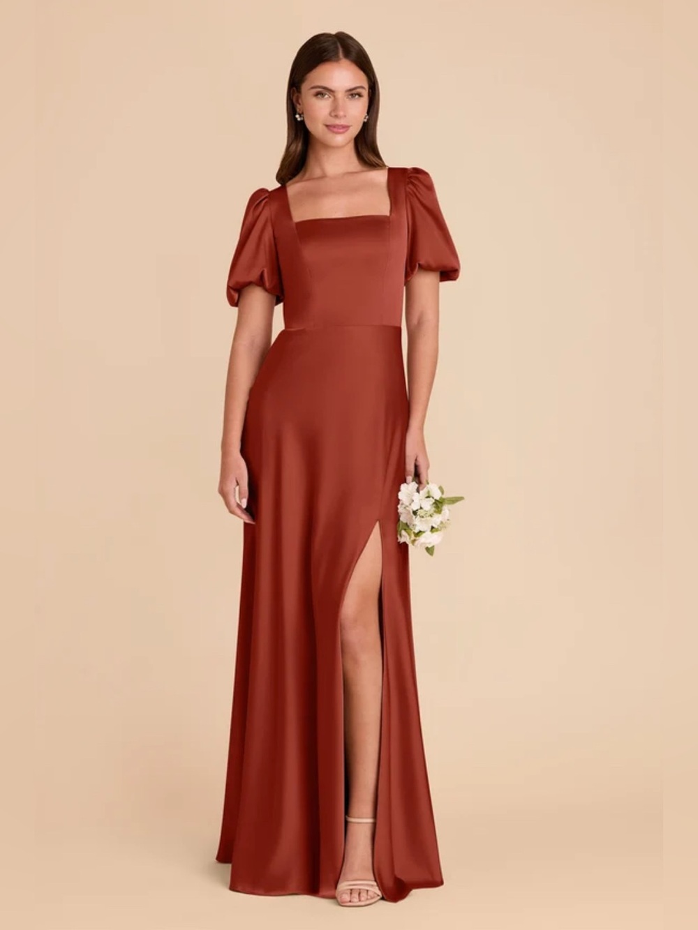 Birdy Grey Matte Satin Auburn Judy Dress Square Neck Bridesmaid Wedding Guest M
